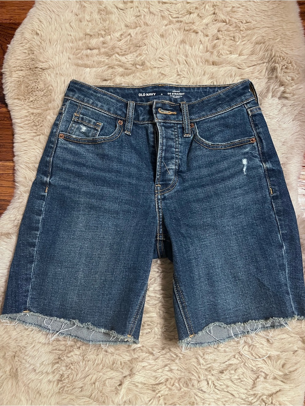 Old Navy Dark Blue Frayed Hem Denim Bermuda Shorts
